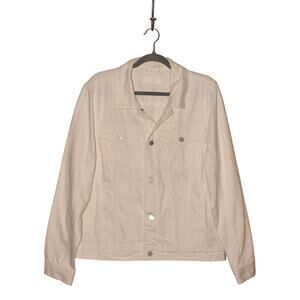BLANKNYC NEW $128‎ Button-Up Denim Jean Trucker Jacket in White XL